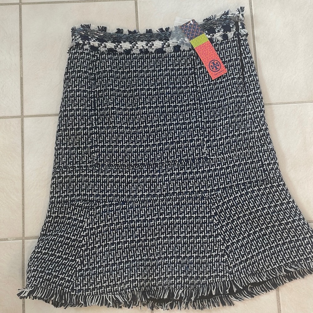 NWT Tory Burch size 6 navy and white tweed Maryna skirt